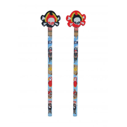 Piratenstifte mit Radiergummi, 2 verschiedene Designs – perfekt für Schule und kreatives Zeichnen