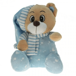 Plush bear in blue pyjamas 