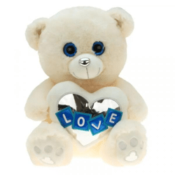 Plush bear with heart chrome silver 45cm