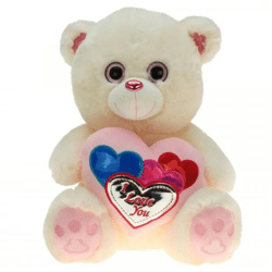 Plush bear with pink chrome heart, 45cm