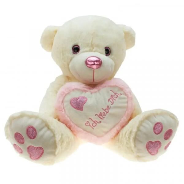 Pl&uuml;schb&auml;r "Herz Metallo-Pink" mit gro&szlig;em Herzen 80cm