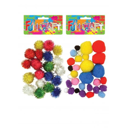 Pom Pom Bastelset, 2,5 cm, sortierte Farben, DIY-Bastelset für Kreative und Kinder