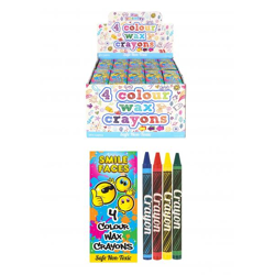 Premium-Kreidewachs 4er-Pack, 8 cm, mit Smiley-Design, ideal für kreative Kunstprojekte