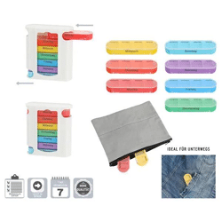 Premium Rainbow Pill Organizer, 7-Day Capacity, Approx. 13cmH - Stylish Medication Management Solution