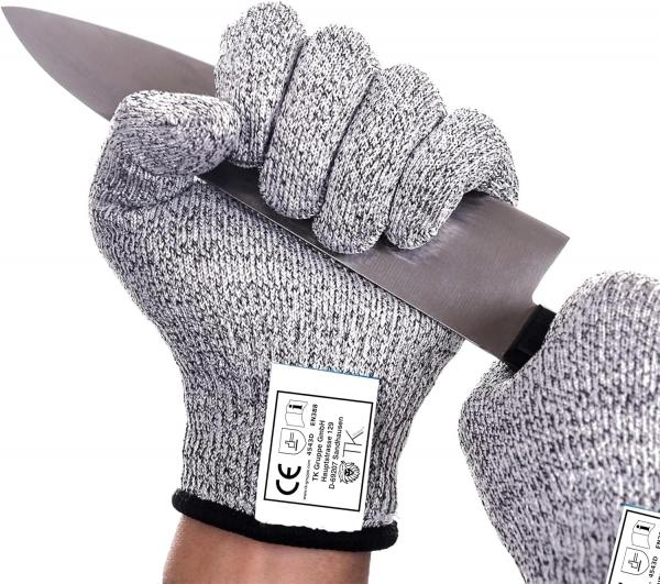 Premium Schnittschutzhandschuhe EN 388 - Unisex Größe 10 - Schnittfeste Handschuhe & Küchenhandschuhe - Kettenhandschuhe silber für Dam