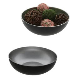 ProduktGroße Runde Dekoschale in Silber/Schwarz, ca. 30 cm Durchmesser