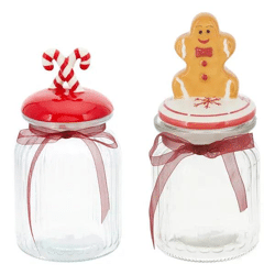 Produkttitel: 2er Set Große Weihnachts-Vorratsgläser mit Deckel - Festliche Deko, 23cm Höhe