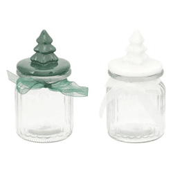 Produkttitel: 2er Set Mittelgroße Vorratsgläser mit Tannenbaumdeckel - 18cm Höhe