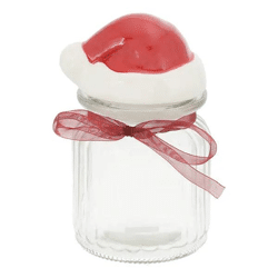 Produkttitel: Kleines Festtags-Vorratsglas mit Deckel - Nikolausmütze, 15cm Hoch