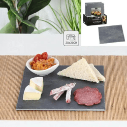 Quadratische Schiefer Servierplatte, ca. 20x20 cm – Elegantes Tischaccessoire