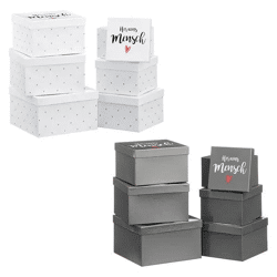 Quadratisches Boxenset Herzensmensch, 2 Größen, 6er Pack – Dekorative Aufbewahrung, Geschenkboxen