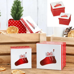 Quadratisches Weihnachtssocken-Boxenset – 2er Pack, ideal für festliche Geschenke