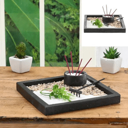 Quadratisches Zen-Garten-Set, Entspannungsschale, ca. 20x20 cm