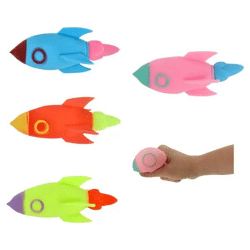 Quetschball 'Spaceman Rakete', 4er-Set - Stressabbau Spielzeug