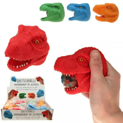 Squeeze ball dinosaur head, 4 assorted