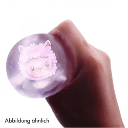 Quetschball Lama, pink, mit Glitzer, 6,5 cm
