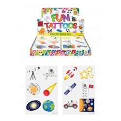 Raum-Themen Temporäre Tattoos, Mini-Set, 4 cm, 6 Stück pro Karte, 2 Designs