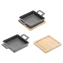 Rechteckige Servierpfanne aus Gusseisen mit zwei Griffen, 13 cm Tiefe