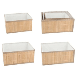 Rechteckiger Aufbewahrungskorb, Bambus, 3er-Set – Nachhaltige, vielseitige Organizer