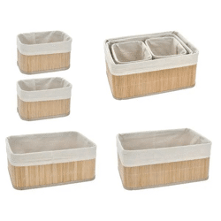 Rechteckiger Aufbewahrungskorb, Bambus, 4er-Set – Nachhaltige und stilvolle Organizer