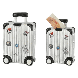 Reisekoffer-Spardose, ca. 10x16 cm – Ideal für Weltenbummler