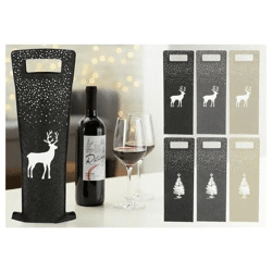 Rentier Weinflaschentaschen aus Filz - Set aus 6 Festlichen Trägern