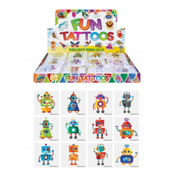Roboter-Temporäre Tattoos für Kinder, 4 cm, 12 verschiedene Designs