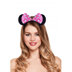 Rosa Mausohren Haarreif Mit Schleife - Kinder & Erwachsene Kostümzubehör