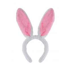Rosa Plüsch-Kaninchenohren Haarreif, Flauschiger Bunny Ohren Stirnband, 29 x 23 cm - Kostümzubehör