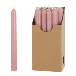 Rosa Stabkerzen, 22cm, 20er Pack im Display - Elegante Tischbeleuchtung