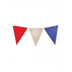 Rot-weiß-blaue Wimpelkette 7 m – 25 Nylon-Wimpel 24 cm x 32 cm, patriotische Dekoration