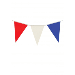 Rot-Weiß-Blaue Wimpelkette, 7M, 25 PVC-Wimpel, 20 x 30 cm, Wetterfest