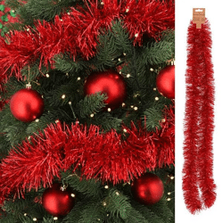 Rote Lametta Girlande, ca. 9x200 cm – Klassische Weihnachtsdekoration