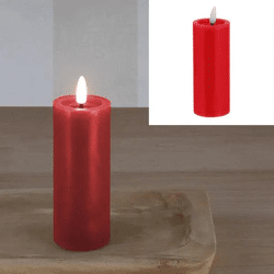 Rote LED Echtwachskerze SHINE, kompakt 5x12,5 cm - Gemütliches Lichtambiente