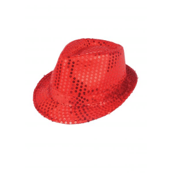 Roter Gangsterhut Mit Pailletten Für Erwachsene - Auffälliges Kostümzubehör