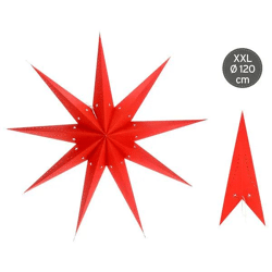 Roter XXL Papierstern, 9 Zacken, Durchmesser 120cm, Dekorative Größe