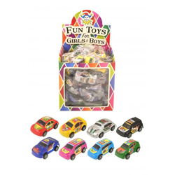 Rückziehauto - 6 cm, 8 Designs, 8 verschiedene Farben