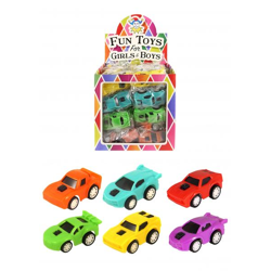 Rückziehautos, 6 cm, 4 Designs, 6 verschiedene Farben, Set