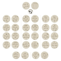 Runde Holz-Meilensteinkarten für Babys, 10 cm Durchmesser, 15 Stück - Erinnerungen festhalten