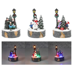 Runde LED-Winterlandschaften, 3er-Set, Festliche Deko, 9x13 cm