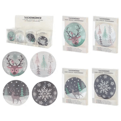 Runde Taschenheizkissen Winter, 4er-Set, ca. 9cm Durchmesser, tragbar, wiederverwendbar, handlich