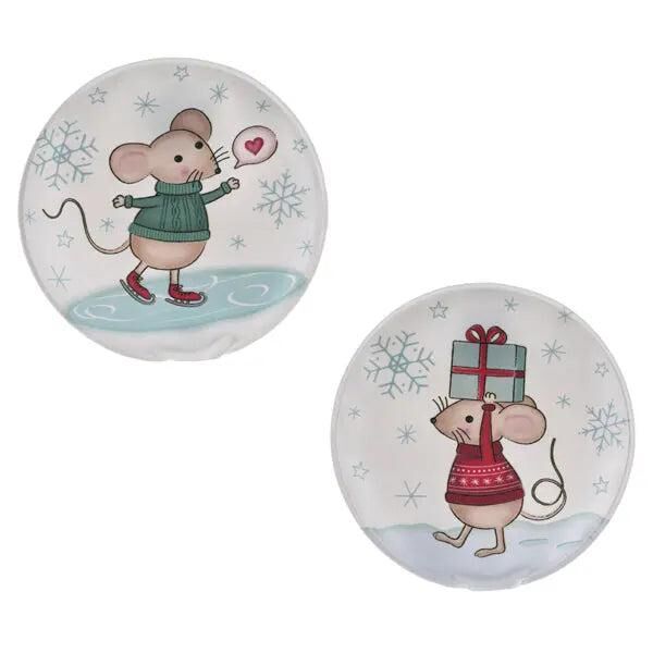 Runde Taschenheizkissen Wintermaus, 2er-Set, ca. 9cm Durchmesser, tragbar, wiederverwendbar