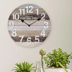 Runde Wanduhr Nostalgie Holz, Design 2, 45cm Durchmesser - Vintage Zeitmesser