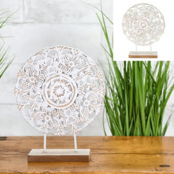 Rundes Deko-Objekt in Weiß-Gold, Elegantes Design, ca. 29cm Hoch