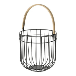 Rustikaler Metallkorb mit Holzhenkel - Vintage-Dekor Korb für vielseitige Aufbewahrung