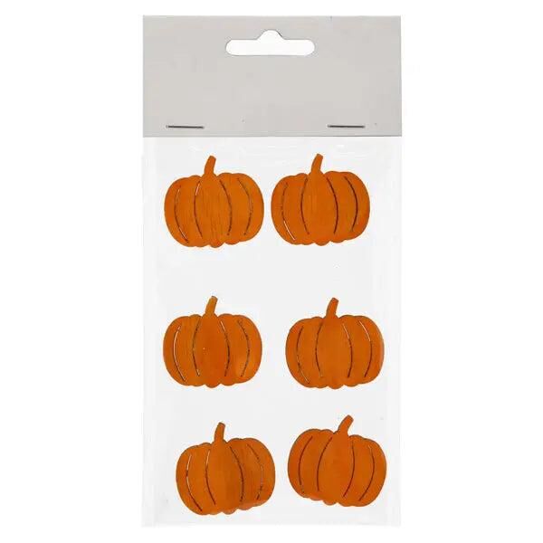 Rustikales Holz-K&uuml;rbis Selbstklebend 6er Set - Herbstliche Dekorationsaufkleber f&uuml;r Bastelprojekte