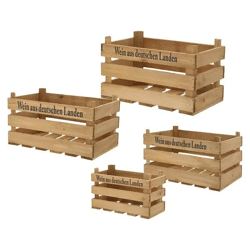 Rustikales Holzkisten-Set, 4 Stück, Maße 40x26x22cm – Vielseitige Aufbewahrungslösung