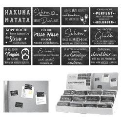 Schiefermagnete mit Sprüchen, 12er-Set – Dekorativ & Inspirierend
