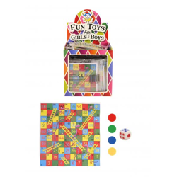 Schlangen- und Leiternspiel, 4 Würfel, 8,5 x 9 cm – klassisches Brettspiel für Familienspaß und Partys