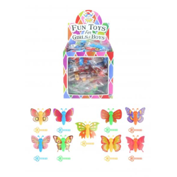 Schlüssel-Aufziehvogel Schmetterling, 6 cm, 9 verschiedene Farben, Spielzeug für Kinder